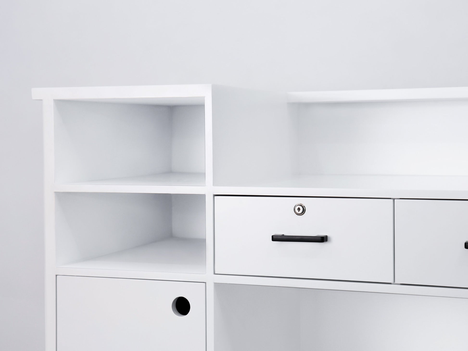 59" White Tambour Reception Desk - Free Shipping
