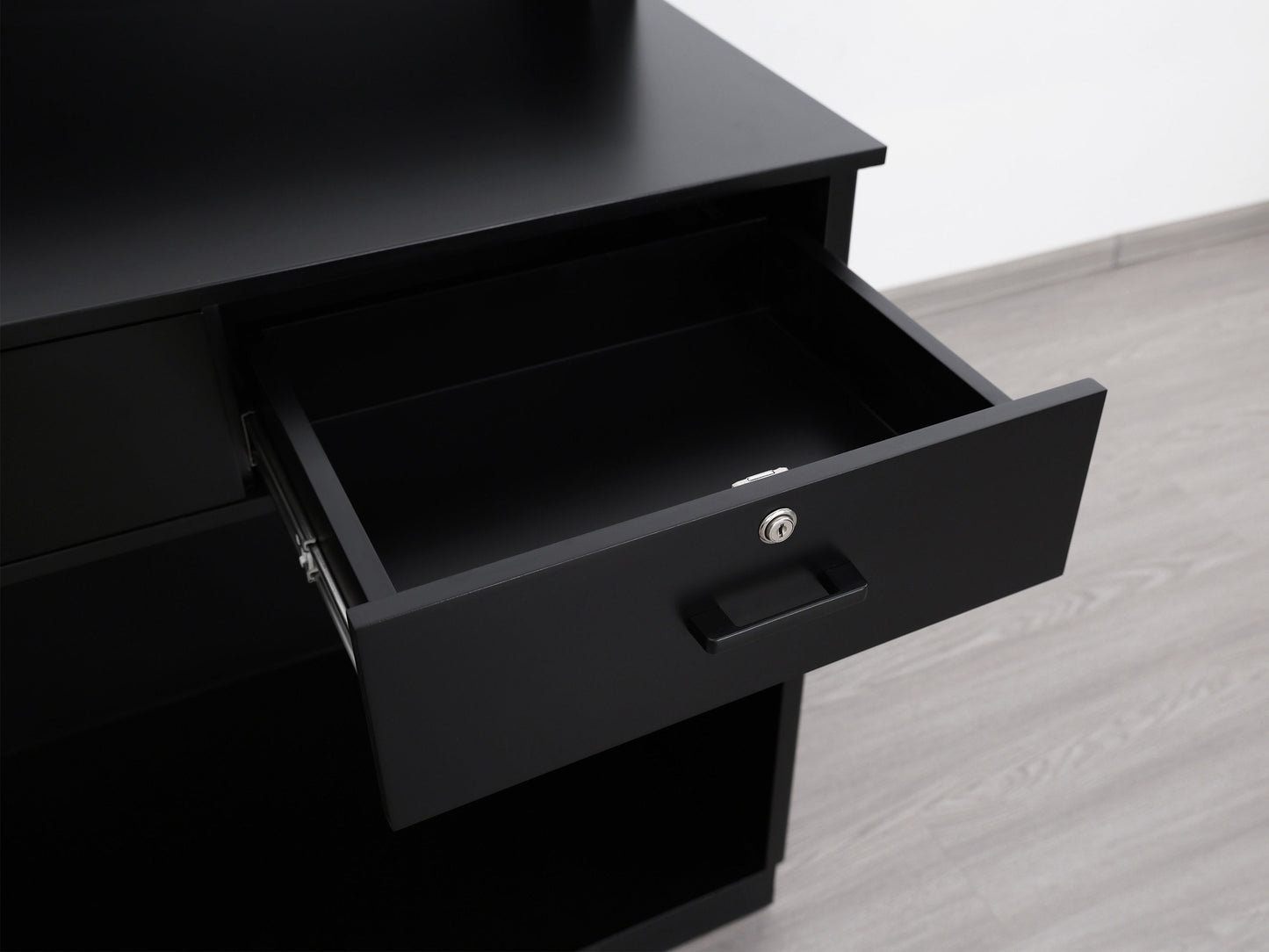 39" Black Tambour Reception Desk - Free Shipping