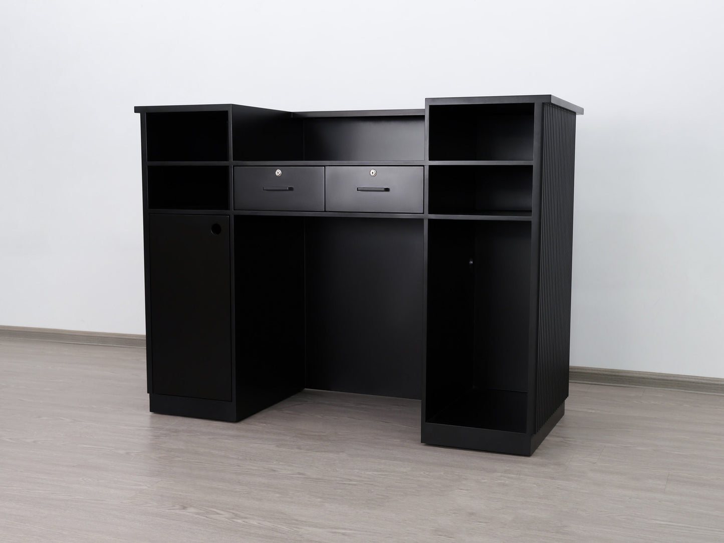 59" Black Tambour Reception Desk - Free Shipping