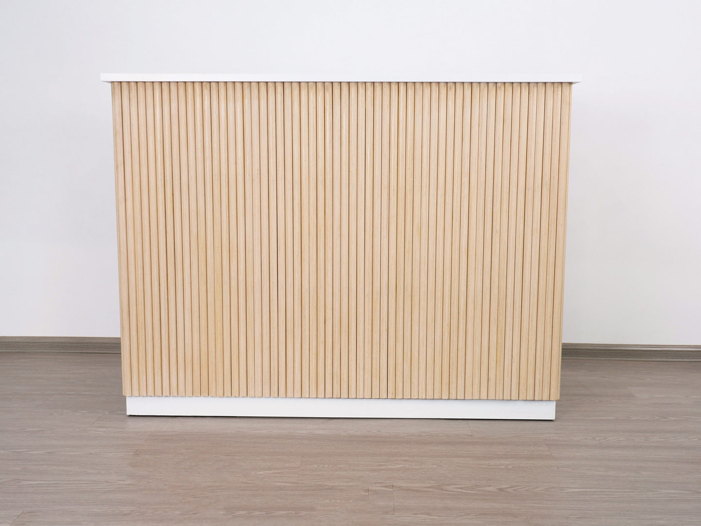 59" Natural Oak Tambour Reception Desk - Free Shipping