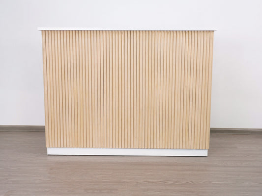 59" Natural Oak Tambour Reception Desk - Free Shipping