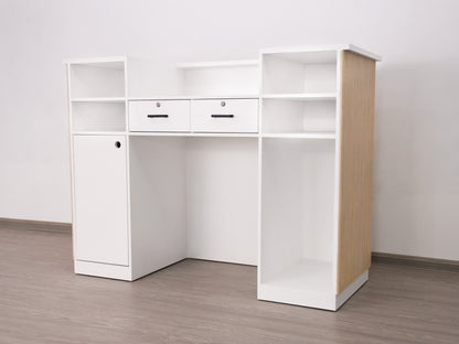 59" Natural Oak Tambour Reception Desk - Free Shipping
