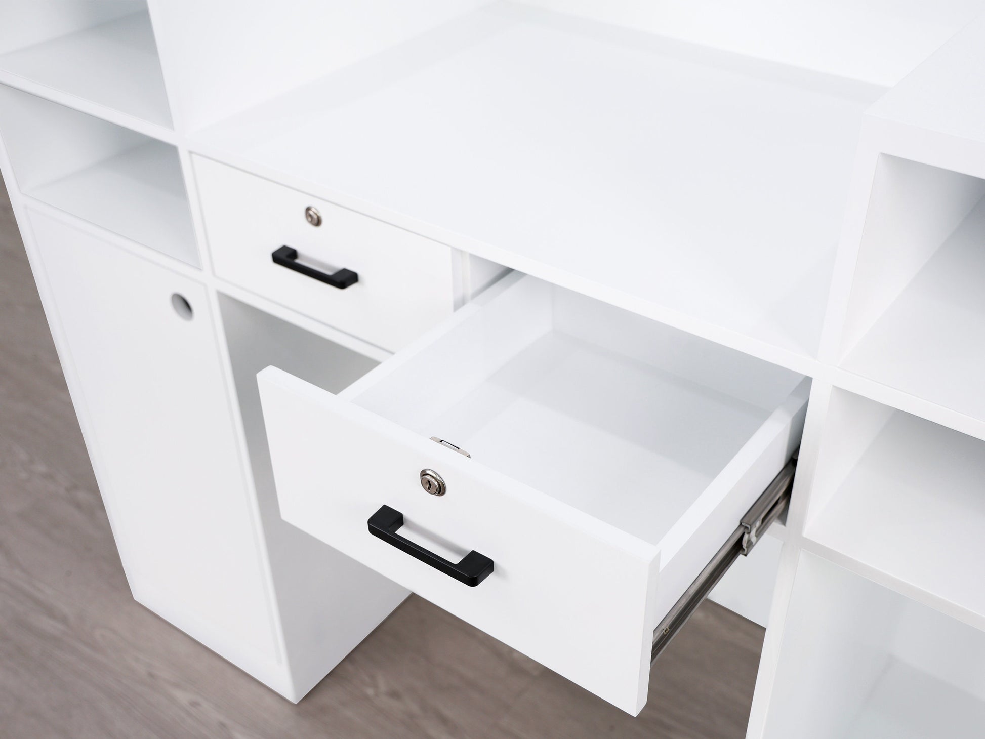 59" White Tambour Reception Desk - Free Shipping