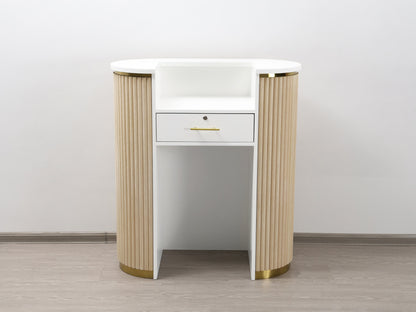 39" Natural Oak Tambour Reception Desk - Free Shipping