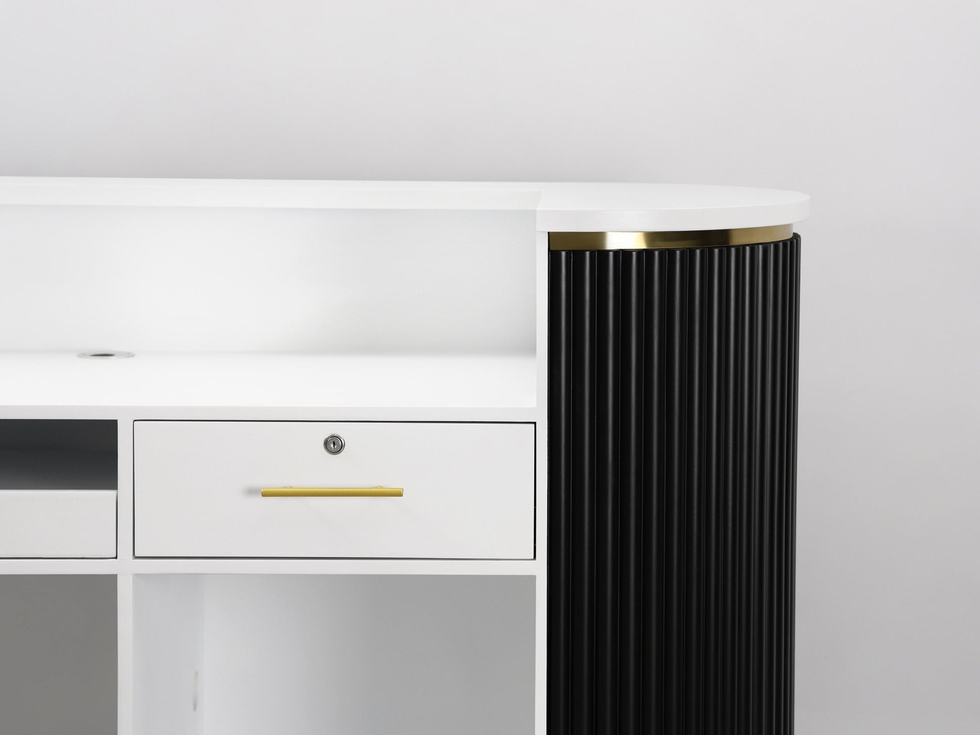 83" Black Tambour Reception Desk - Free Shipping