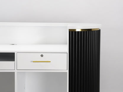 83" Black Tambour Reception Desk - Free Shipping