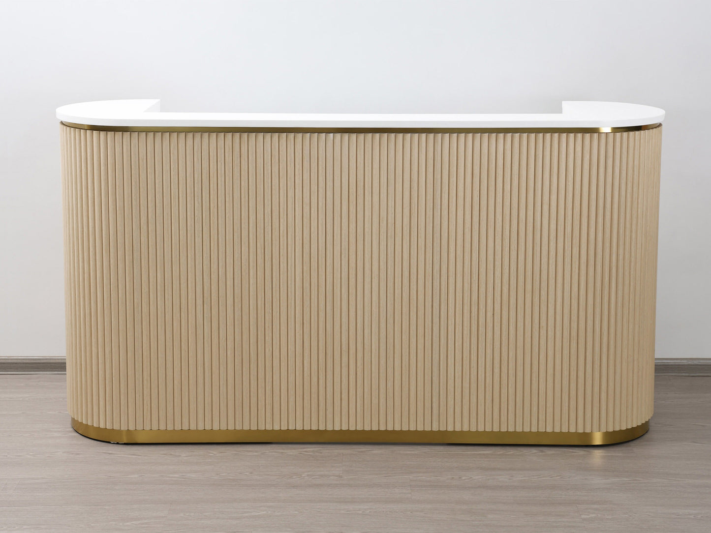83" Natural Oak Tambour Reception Desk - Free Shipping