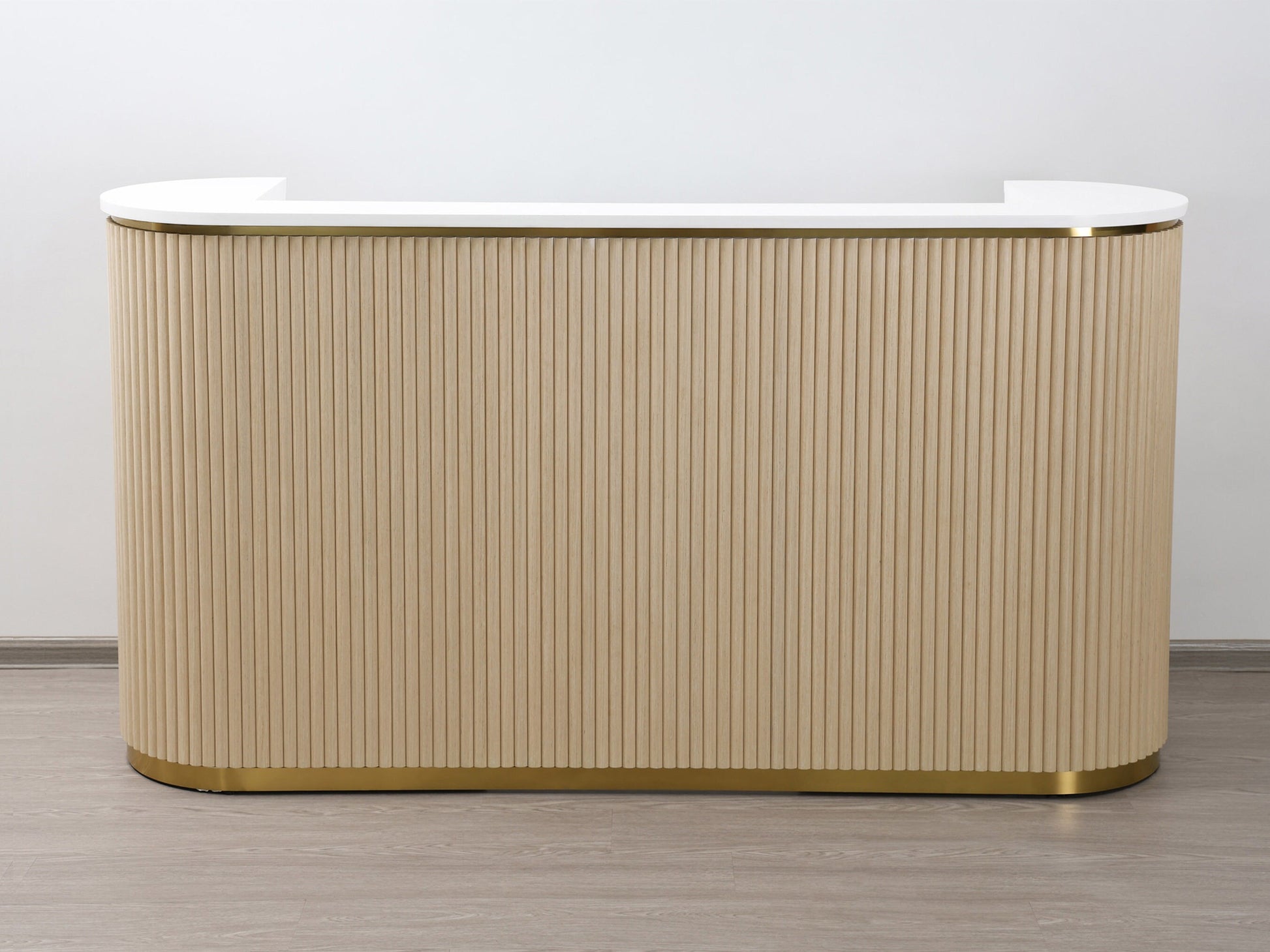 83" Natural Oak Tambour Reception Desk - Free Shipping
