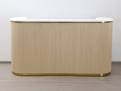 83" Natural Oak Tambour Reception Desk - Free Shipping