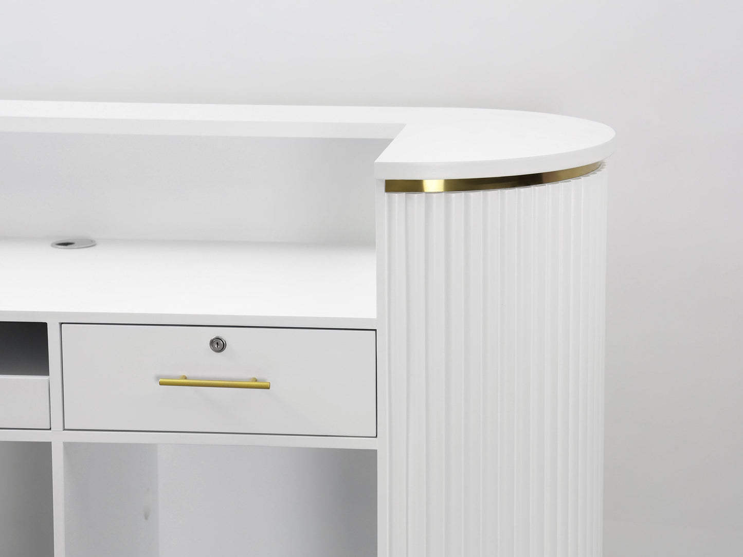 83" White Tambour Reception Desk - Free Shipping