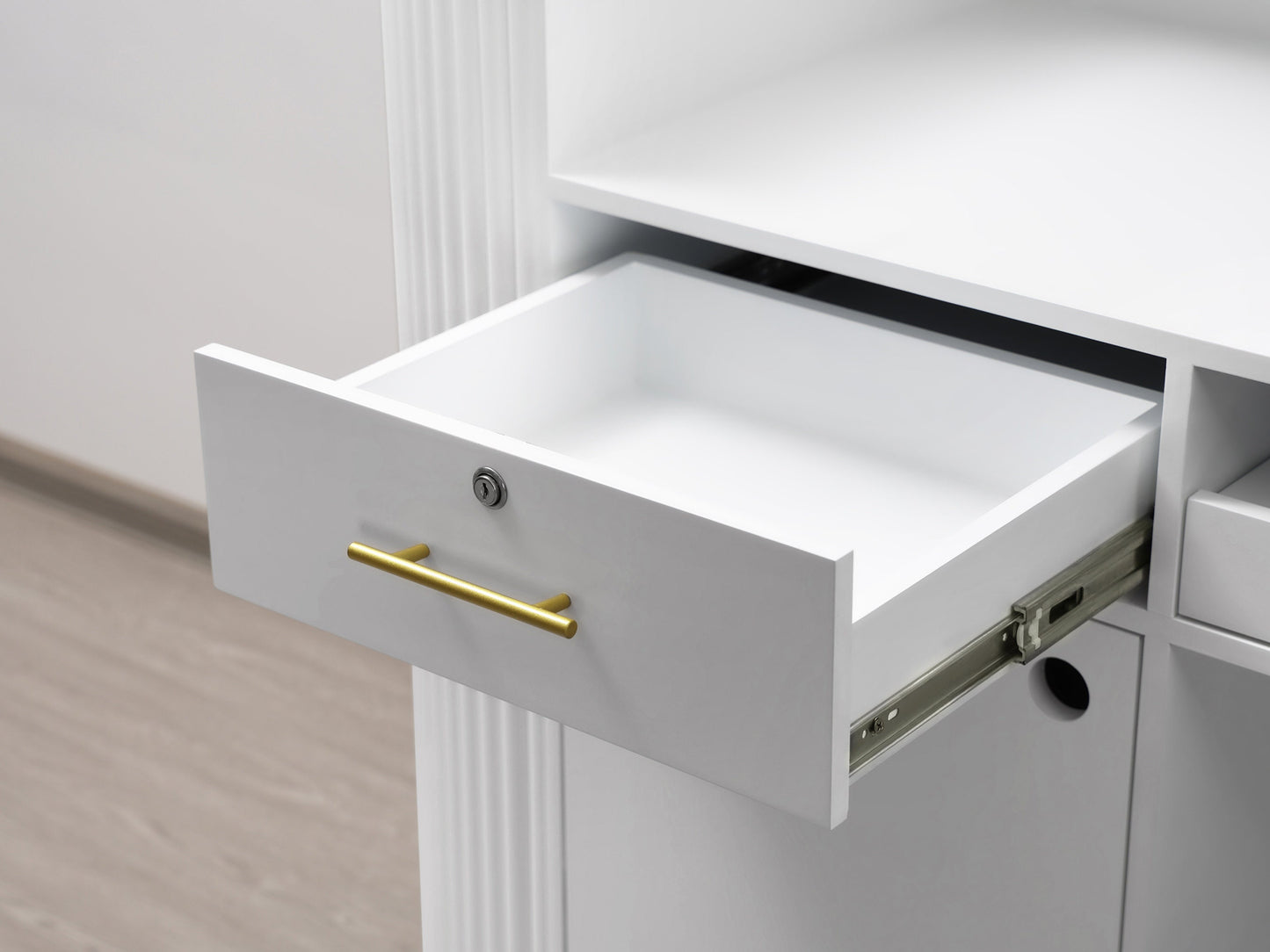 83" White Tambour Reception Desk - Free Shipping