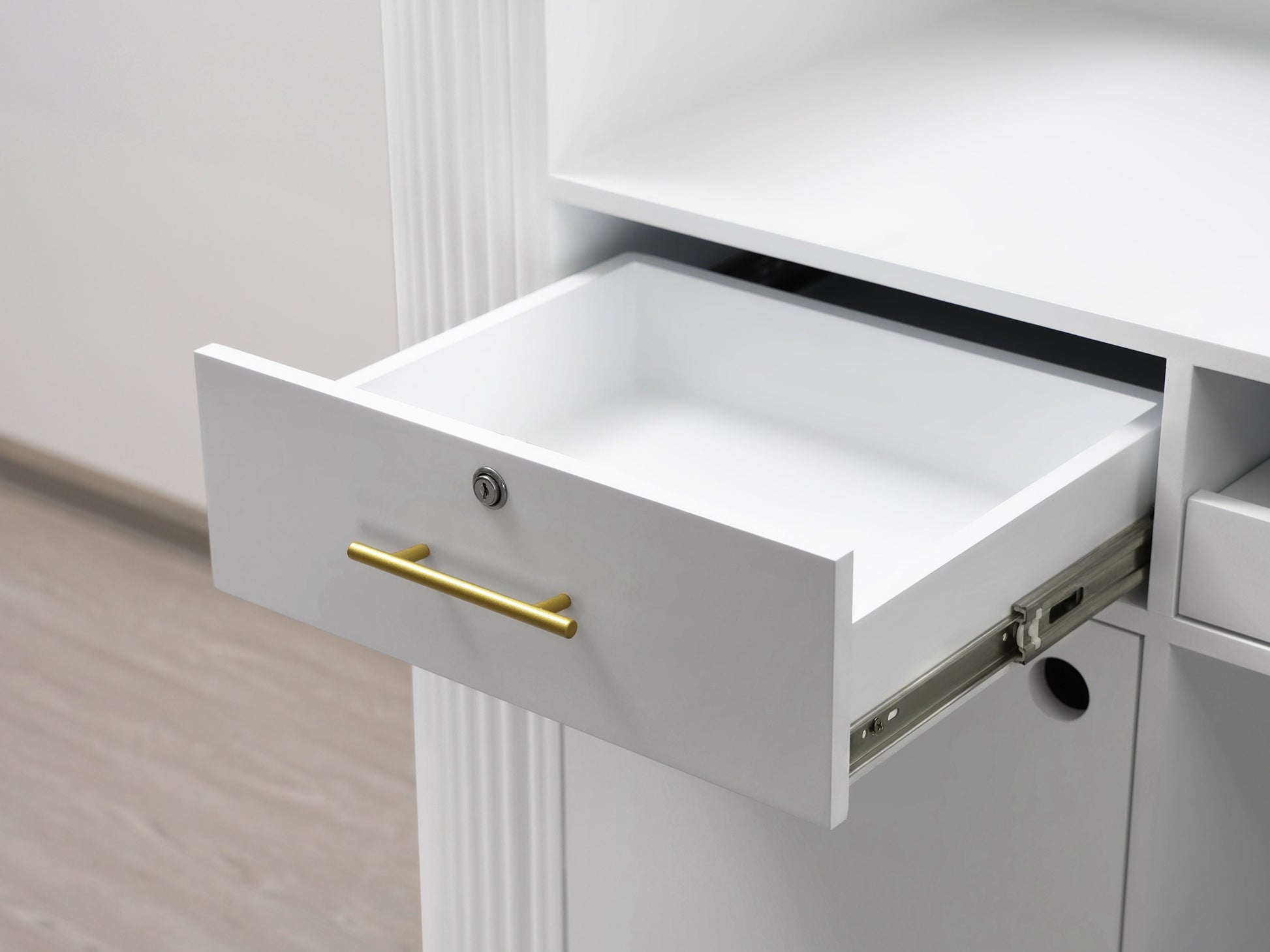83" White Tambour Reception Desk - Free Shipping