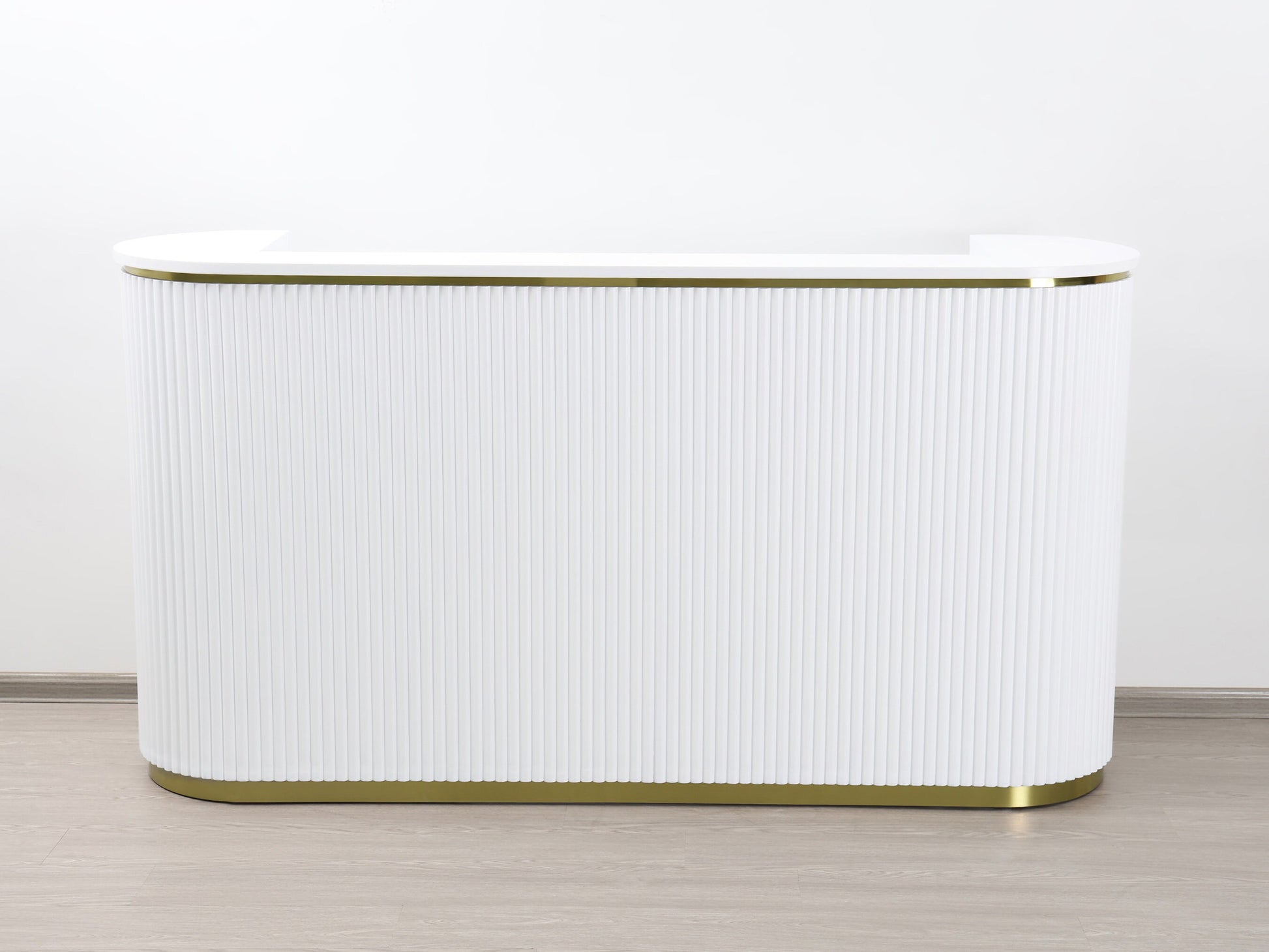 83" White Tambour Reception Desk - Free Shipping