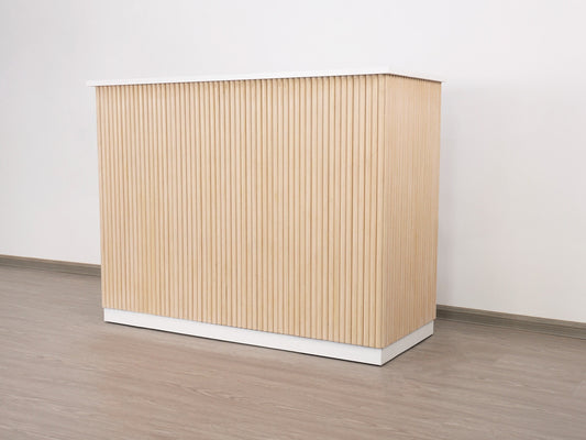 59" Natural Oak Tambour Reception Desk - Free Shipping