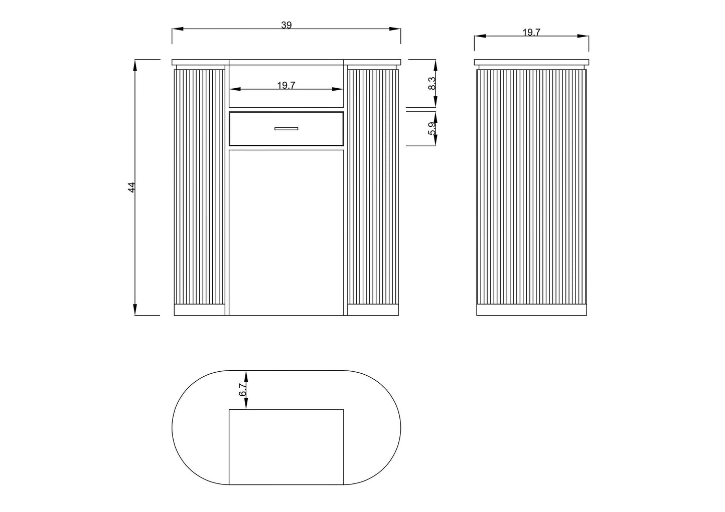 39" Slate Blue Tambour Reception Desk - Free Shipping