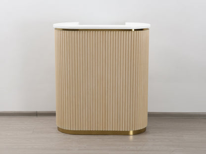 39" Natural Oak Tambour Reception Desk - Free Shipping