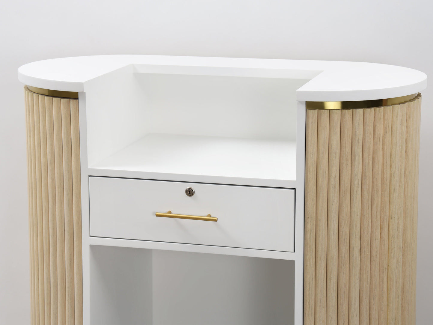 39" Natural Oak Tambour Reception Desk - Free Shipping