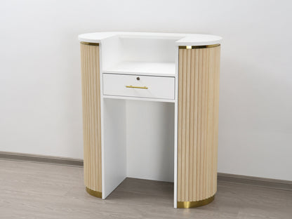 39" Natural Oak Tambour Reception Desk - Free Shipping