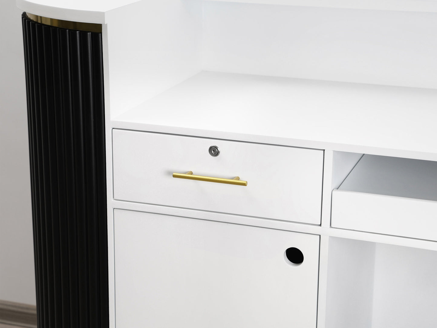 83" Black Tambour Reception Desk - Free Shipping