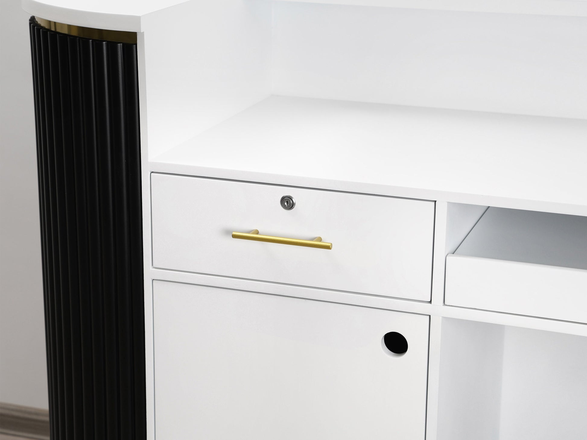 83" Black Tambour Reception Desk - Free Shipping
