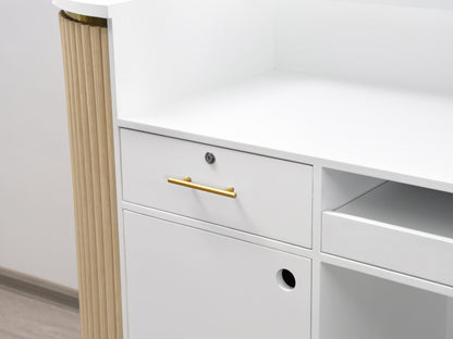 83" Natural Oak Tambour Reception Desk - Free Shipping