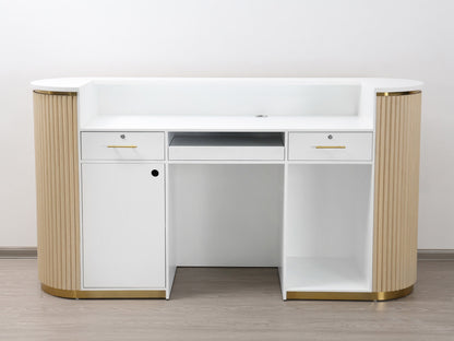 83" Natural Oak Tambour Reception Desk - Free Shipping