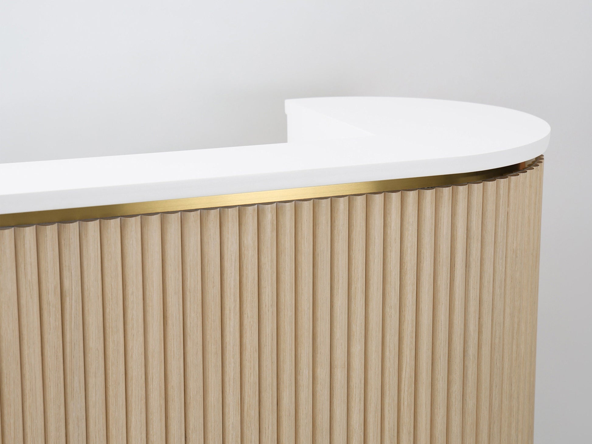 83" Natural Oak Tambour Reception Desk - Free Shipping
