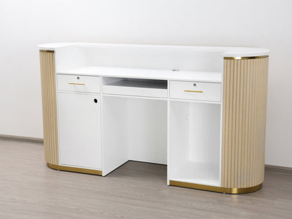 83" Natural Oak Tambour Reception Desk - Free Shipping