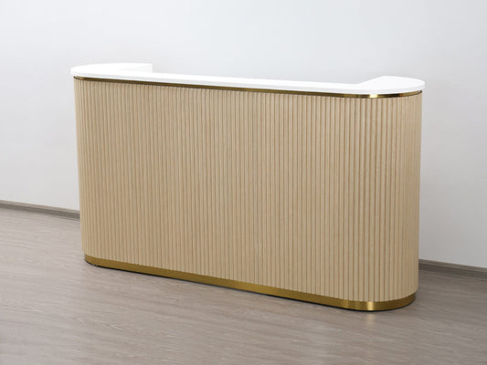 83" Natural Oak Tambour Reception Desk - Free Shipping