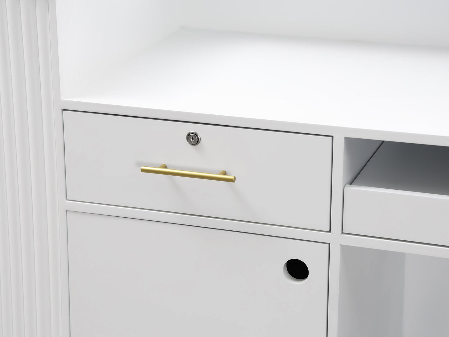 83" White Tambour Reception Desk - Free Shipping