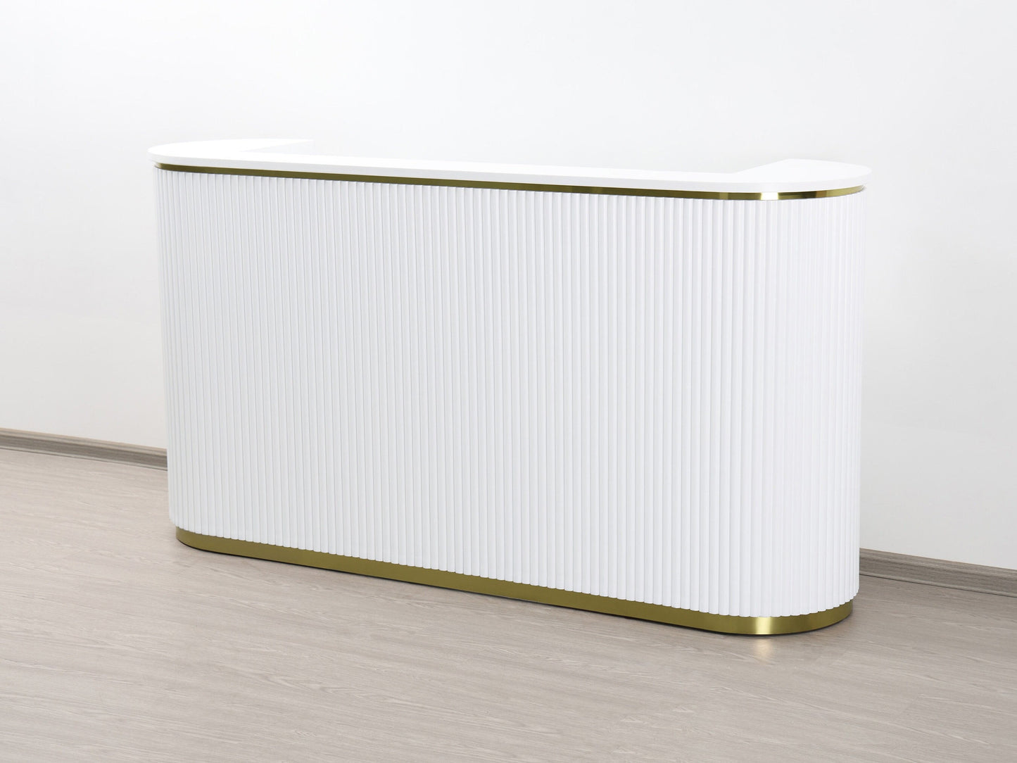 83" White Tambour Reception Desk - Free Shipping