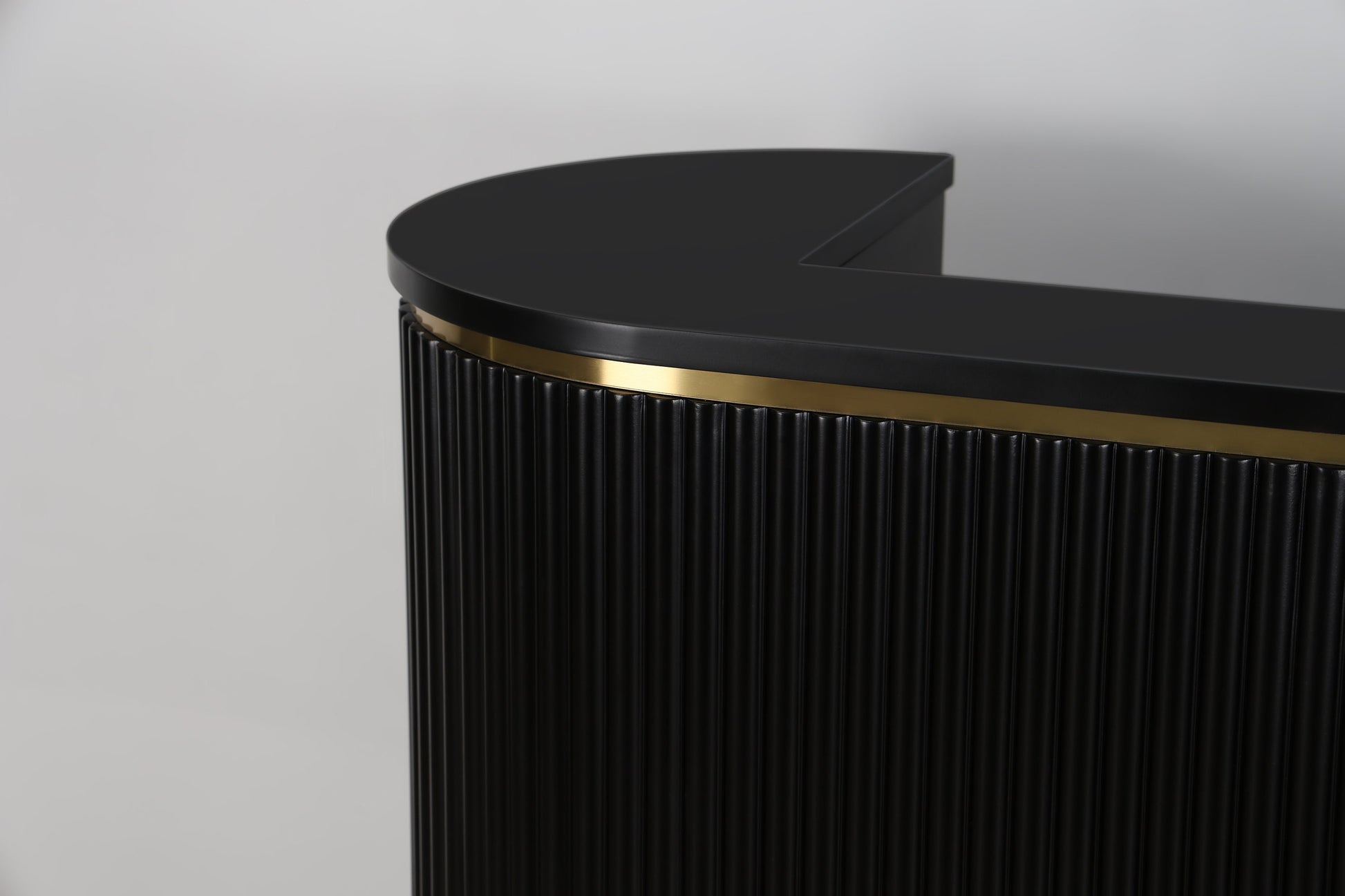 58" All Black Tambour Reception Desk - Free Shipping
