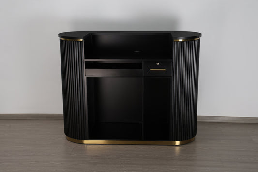 58" All Black Tambour Reception Desk - Free Shipping