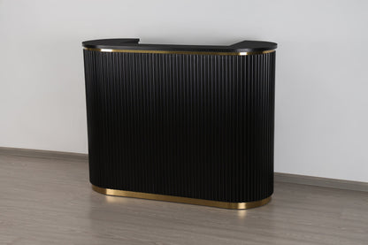 58" All Black Tambour Reception Desk - Free Shipping