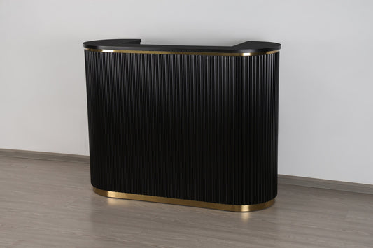58" All Black Tambour Reception Desk - Free Shipping