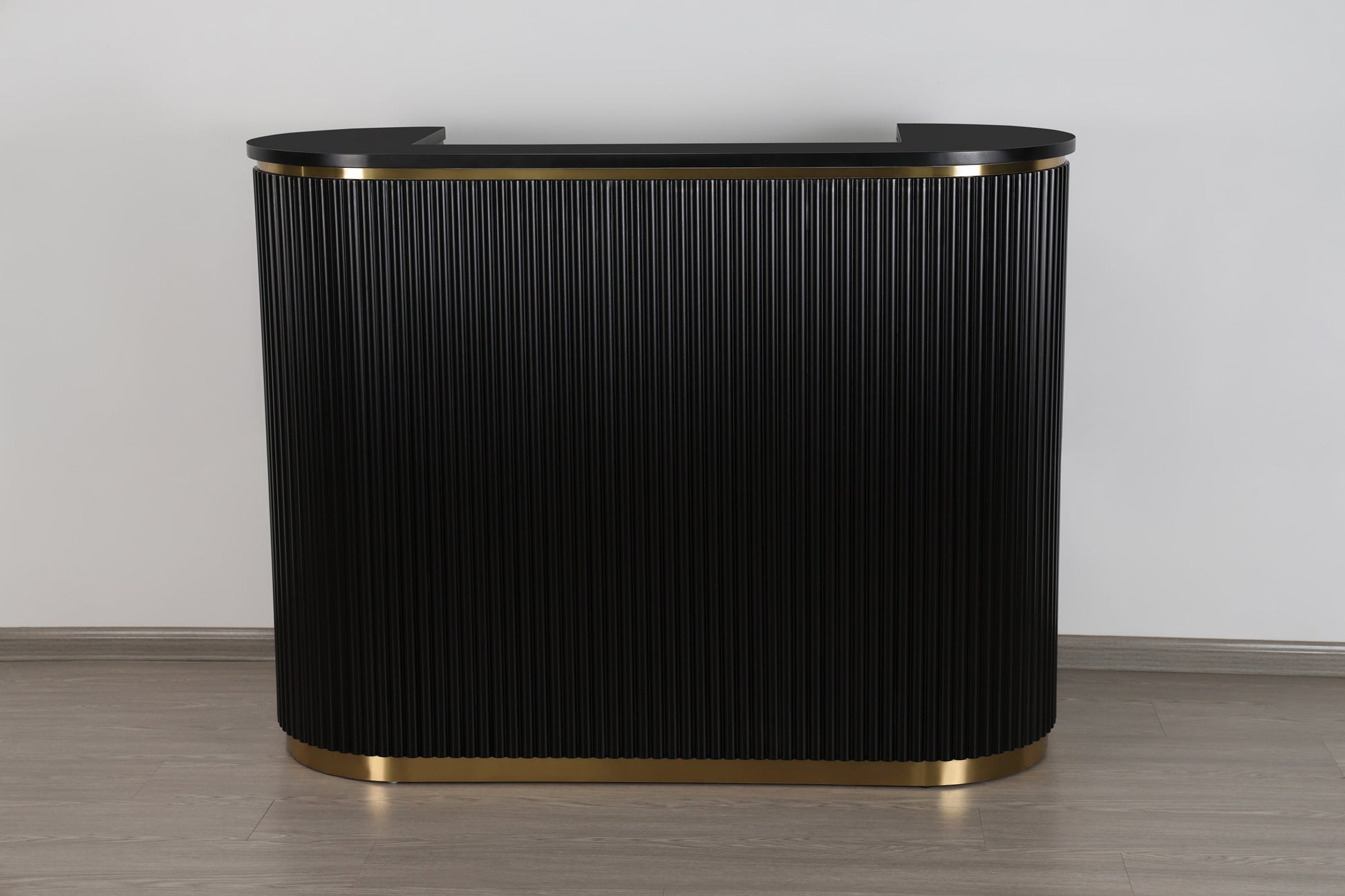 58" All Black Tambour Reception Desk - Free Shipping