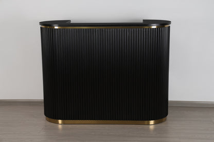 58" All Black Tambour Reception Desk - Free Shipping