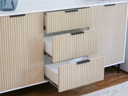 Natural Oak Tambour Sideboard - Free Shipping