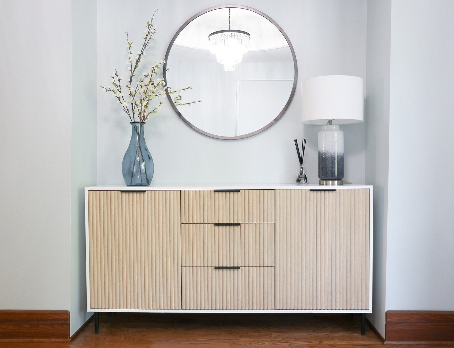 Natural Oak Tambour Sideboard - Free Shipping