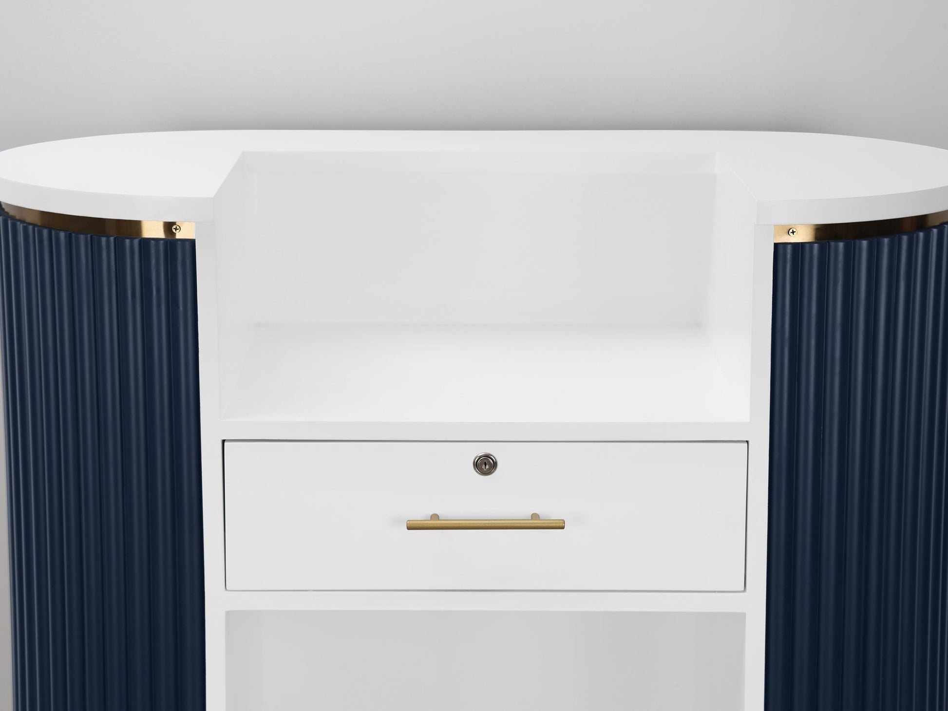 39" Slate Blue Tambour Reception Desk - Free Shipping
