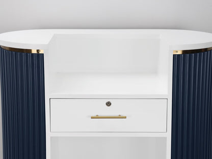 39" Slate Blue Tambour Reception Desk - Free Shipping