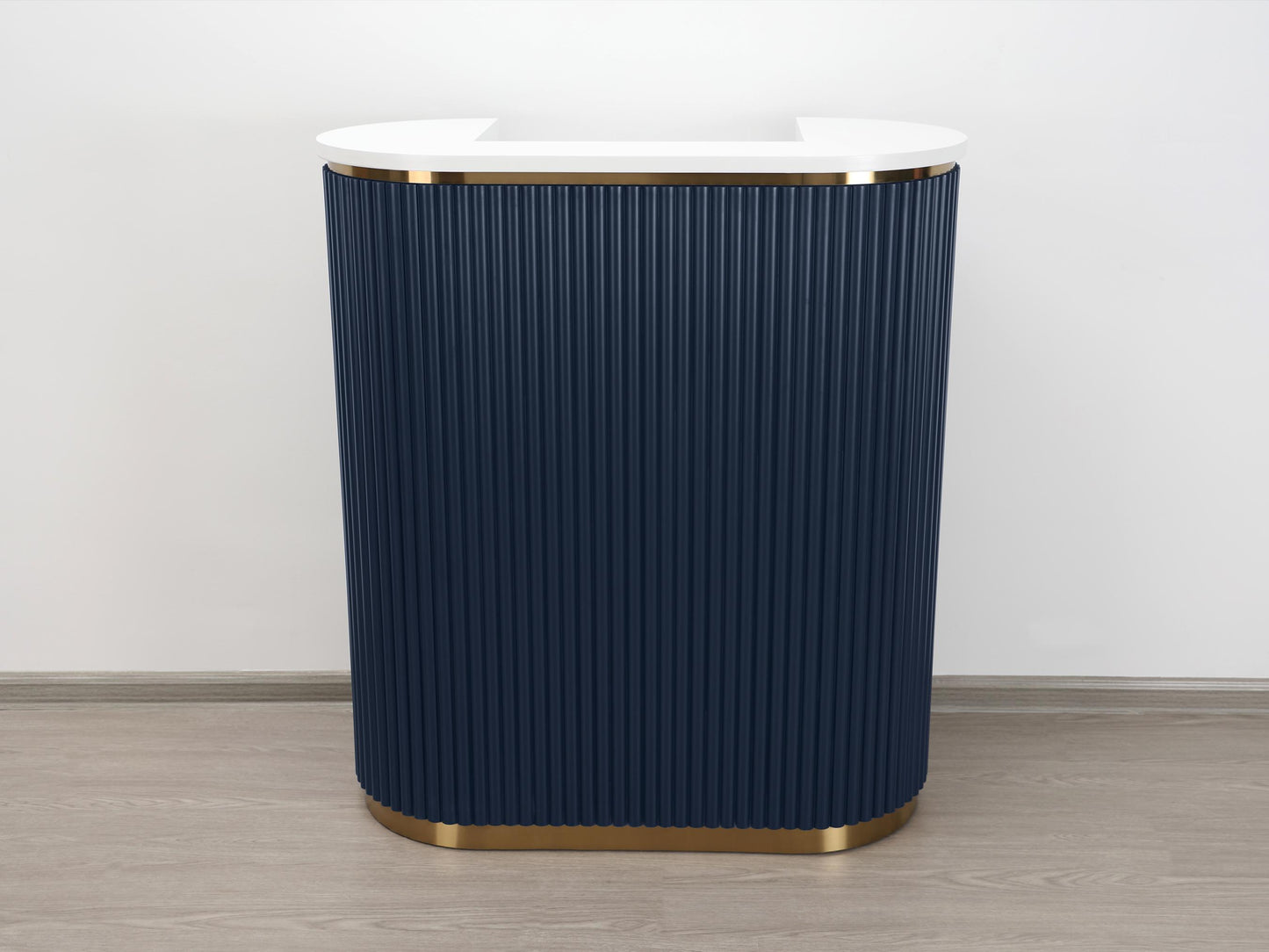 39" Slate Blue Tambour Reception Desk - Free Shipping
