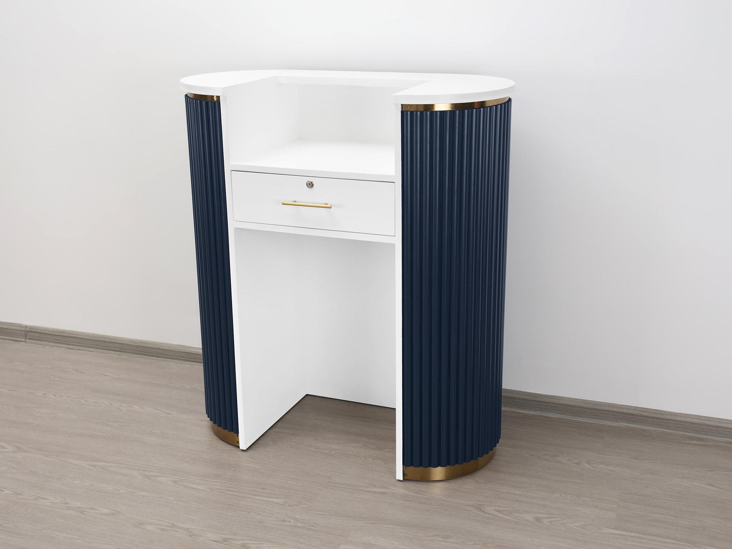 39" Slate Blue Tambour Reception Desk - Free Shipping