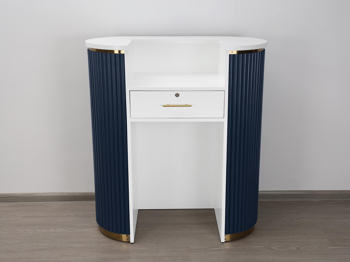 39" Slate Blue Tambour Reception Desk - Free Shipping