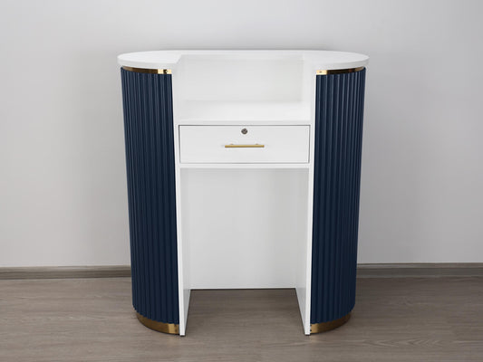 39" Slate Blue Tambour Reception Desk - Free Shipping