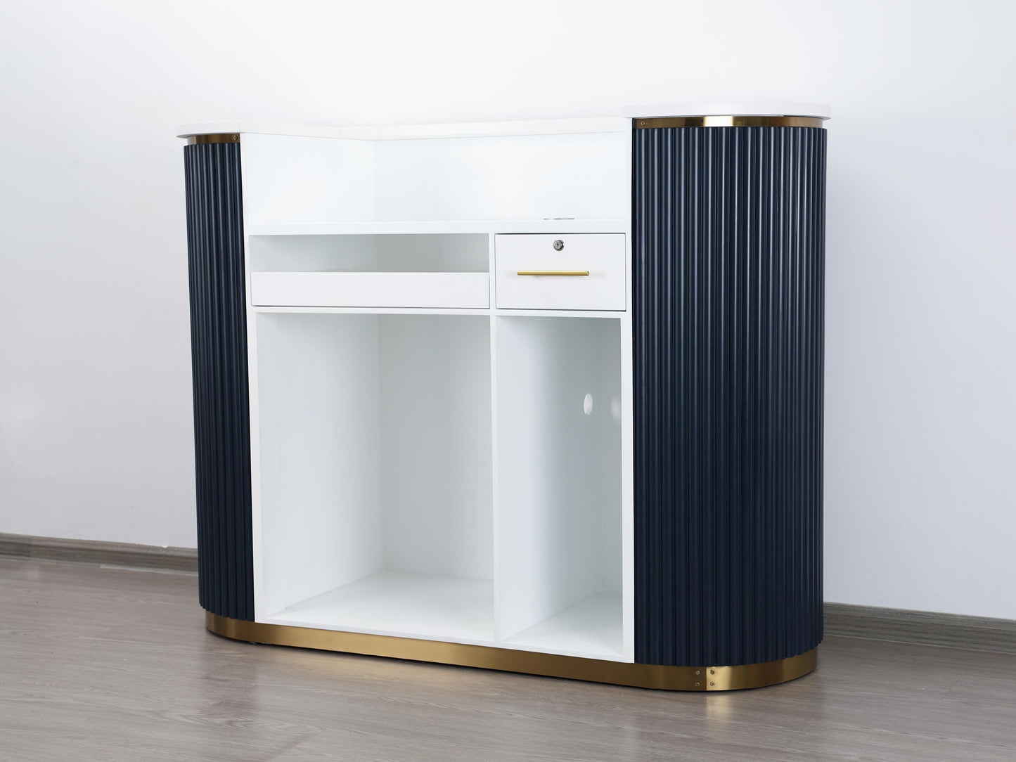58" Slate Blue Tambour Reception Desk - Free Shipping