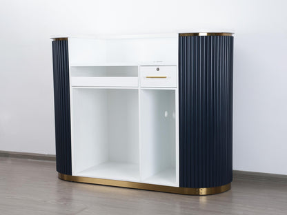 58" Slate Blue Tambour Reception Desk - Free Shipping