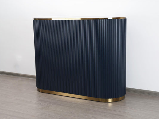 58" Slate Blue Tambour Reception Desk - Free Shipping
