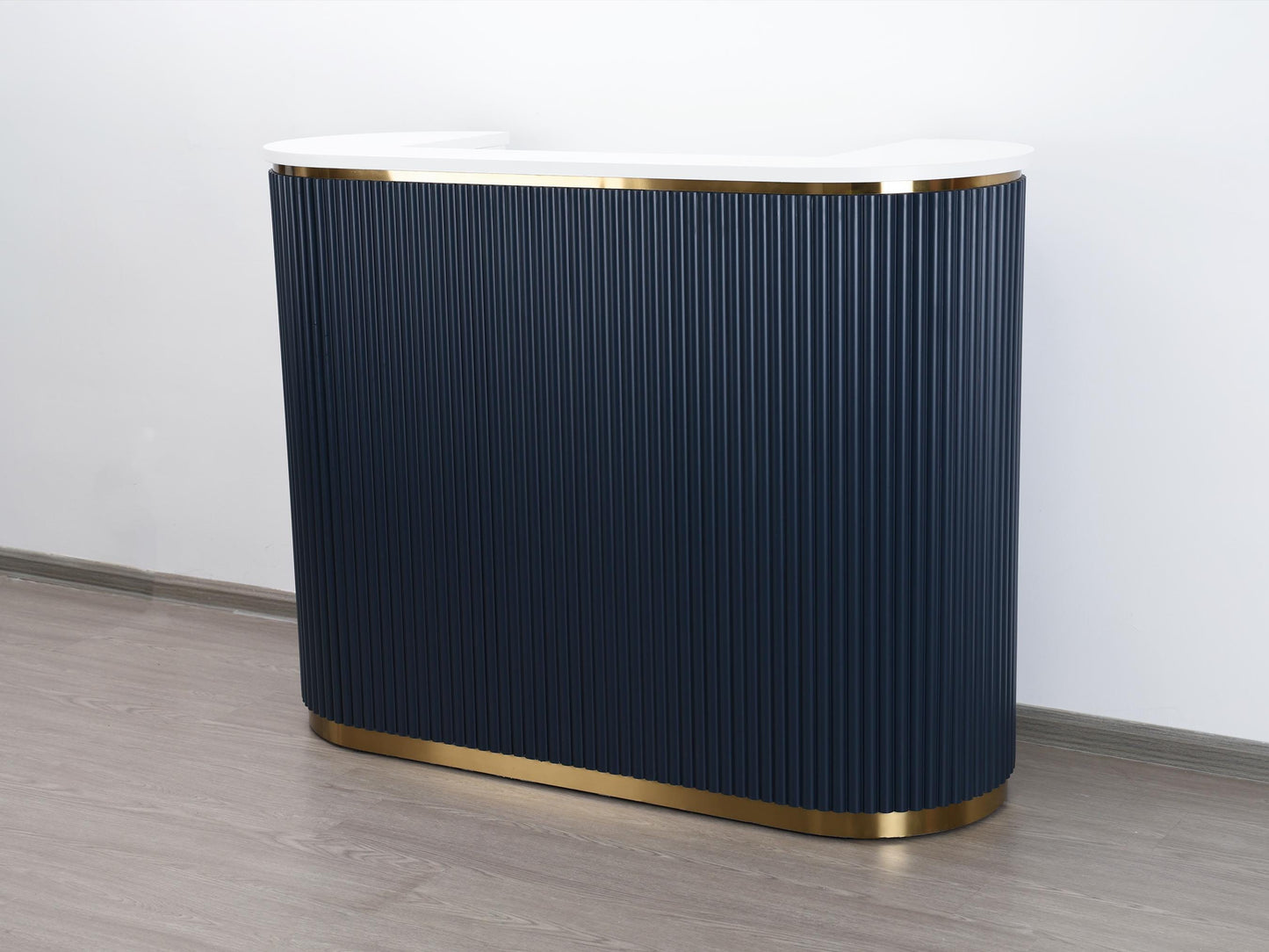 58" Slate Blue Tambour Reception Desk - Free Shipping