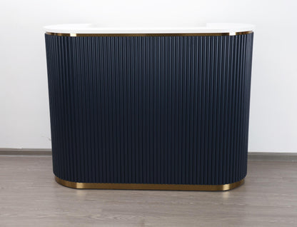 58" Slate Blue Tambour Reception Desk - Free Shipping